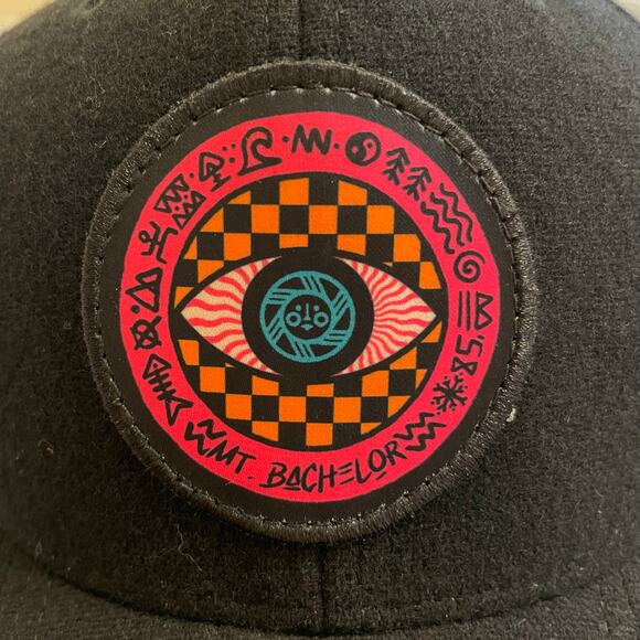 Mt. Bachelor Mischa wool baseball hat black adjustable men stylised eye patch - Picture 2 of 7